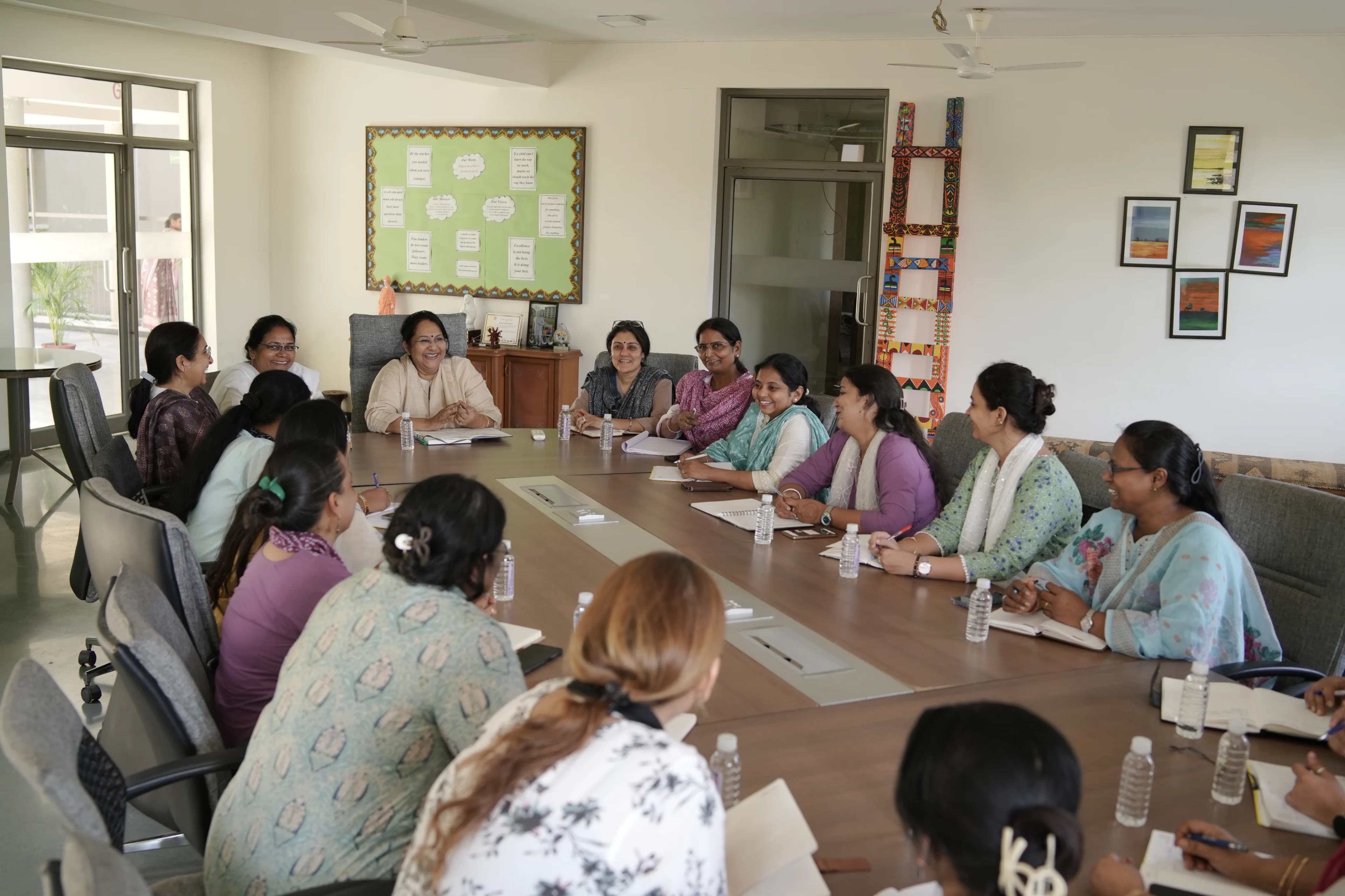 Teachers in a staff meeting